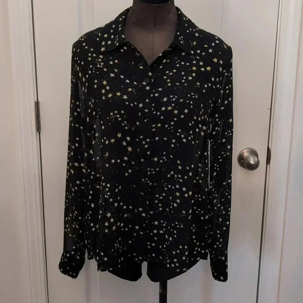 Cabi women's galaxy button down long sleeve blouse